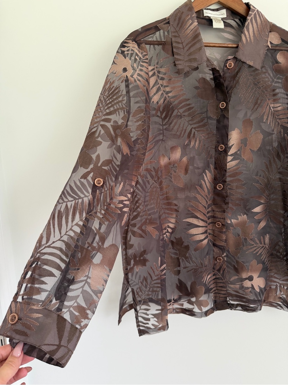 Draper’s & Damon’s Sheer Tropical Button-Up Shirt | Size XL